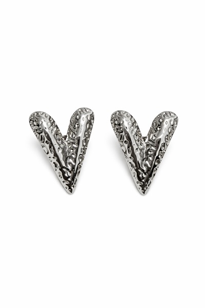 Aretes Corazón Martillado plateados